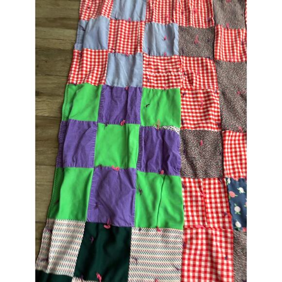 VTG Colorful Patchwork Handmade Quilt Throw Wall Decor 64"x44" Reversible 1970s - Picture 9 of 14